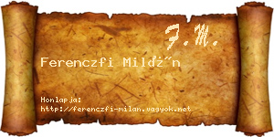 Ferenczfi Milán névjegykártya